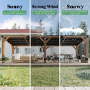 AMERLIFE 10 x 20FT Wood Gazebo with Metal Hardtop, Large Outdoor Grill Canopy with Sloped Roof, Heavy Duty Pergola for Garden, Patio, Backyard, Solid Spruce