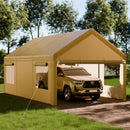 Shintenchi Carport 12' x 20' Heavy Duty Portable Garage, Car Port Canopy with Side-Opening Removable Door & Roll-Up Windows, Car Canopy for Truck,Car,Boat,Motorcycle,Khaki