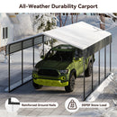 12x20 FT Heavy Duty Metal Carport Canopy with Galvanized Steel Roof, Multi-Use Shelter Outdoor Garage for Car, Boat, Party,Gray