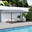 EBE 20' x 12' Hardtop Gazebo, Large Wall Mounted Gazebos Pergola on Clearance, Lean to Gazebo with Galvanized Steel Roof, Heavy Duty Metal Awning for Patio, Porch, Deck