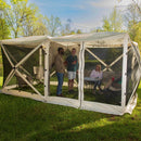 Lippert Picnic Popup Double Gazebo Tent for Camping, Patios and Easy Outdoor Shelter, 16' x 8' Breathable Mesh Screen Walls, 8-12 People, 128 Sq. Ft. Integrated Lantern Holders - 2022114836