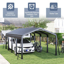 12x20 FT Metal Carport, Heavy Duty Car Port Canopy with Galvanized Steel Roof & Frame, Large Metal Carport Kit, Outdoor Car Garage, Steel Car Shelter for Car, Boat, Truck, Dark Gray