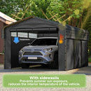 Real Relax 10x15ft Heavy Duty Metal Carport with Galvanized Steel Roof, Removable Sidewalls, Outdoor Car Port Shelter for Cars, Trucks and Boats, Gray