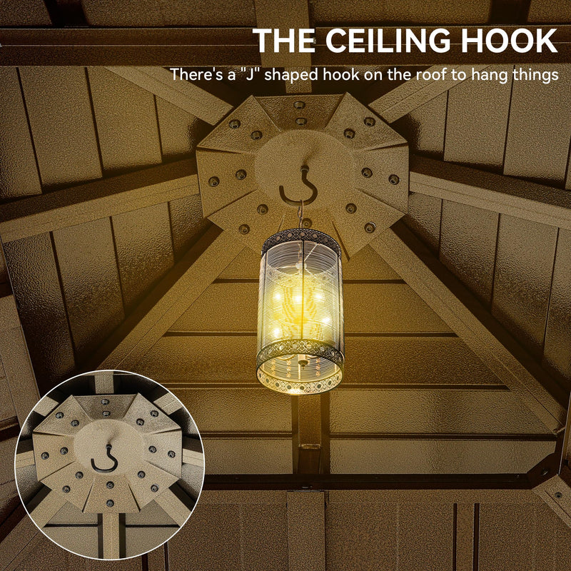 YITAHOME Gazebo 12x12ft Hardtop Heavy Duty Double Roof Outdoor Upgraded Galvanized w/Nettings Curtains Steel Combined of Horizontal Vertical Stripes Roof for Patio, Backyard, Deck, Lawn, Bronze