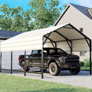 ADVANCE OUTDOOR Metal Roof Carports Kits 10x15 ft Heavy Duty Steel Car Canopy Hard Top Garage, White