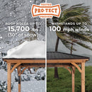 Backyard Discovery Barrington 24' x 12' Cedar Wood Outdoor Gazebo Pavilion with Hardtop Galvanized Steel Hip Roof, Snow Support, Wind Resistance, PowerPort, Shade for Garden, Patio, Deck, Entertaining