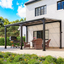 Pamapic 10 * 14FT Wall Mounted Gazebo,4*4 Inch Thickened Pillars & Enlarged Base,Outdoor Hardtop Lean to Pergola,UV Resistant Polycarbonate Roof,Aluminum Frame Pergola,Outdoor Patio Awnings for Lawn