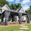 Jolydale Louvered Pergola 12ft x 20ft Outdoor Aluminum Pergola with Adjustable Top for Decks, Gardens and Backyards, Gray