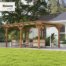 Outsunny 12' x 16' Outdoor Pergola, Wood Gazebo Grape Trellis with Stable Structure for Climbing Plant Support, Garden, Patio, Backyard, Deck