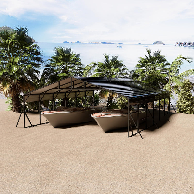 20 x 30 FT Metal Carport with Galvanized Steel Roof, Heavy Duty Metal Roof Carport with Enhanced Base, Tall MetalCarport Kits Garage for Tractors, Trucks, Boats, Cars