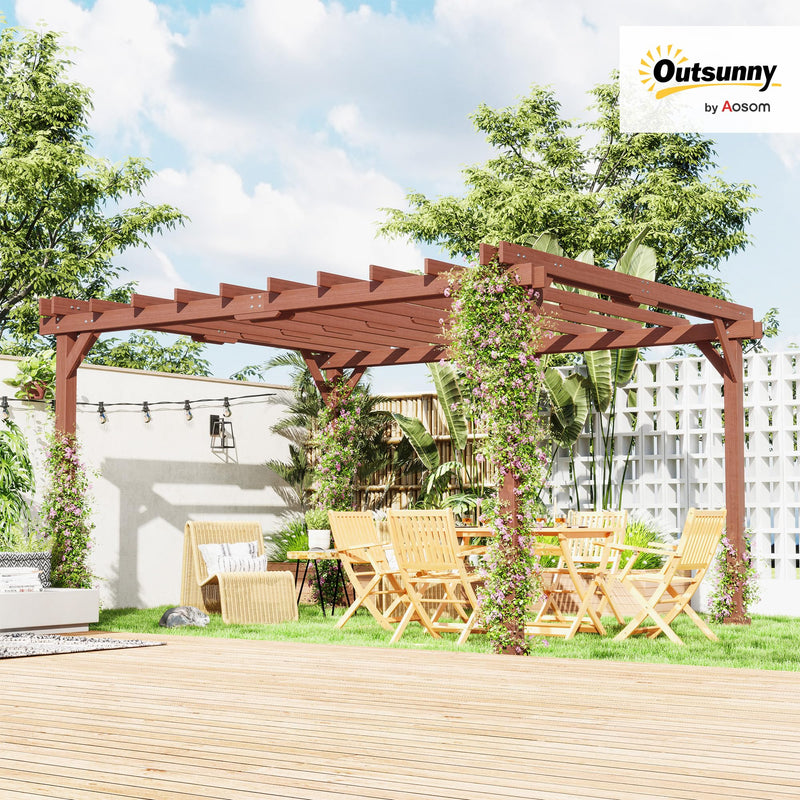 Outsunny 11' x 12.5' Outdoor Pergola, Wood Pergola Gazebo Grape Trellis with Stable Structure for Climbing Plant Support, Patio, Deck, Backyard, Lawn
