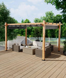 GarveeLife 10 x 13 Ft Wood-Grain Aluminum Pergola Outdoor Pergola with Retractable Canopy Sun Shade Shelter for Garden, Patio, Backyard, Deck - Gray