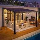 Patiopia 10 * 12FT Pergola,4 * 4 Inch Thickened Pillars & Enlarged Base,Outdoor Hardtop Lean to Gazebo,Wall Mounted Pergola,Pergolas Gazebos Clearance,Aluminum Frame Pergola,UV Resistant Patio Roof