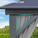 YITAHOME 12x16FT Polycarbonate Gazebo Double Roof Canopy Outdoor with Netting and Shaded Curtains, Aluminum Frame Polycarbonate Hardtop Garden Tent for Patio, Backyard, Deck and Lawns, Grey