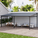 EBE 20' x 12' Hardtop Gazebo, Large Wall Mounted Gazebos Pergola on Clearance, Lean to Gazebo with Galvanized Steel Roof, Heavy Duty Metal Awning for Patio, Porch, Deck