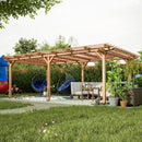 YOPTO 12x16 FT Outdoor Gazebo,Wooden Grape Pergola with Waterproof and Climbing Plant Support,Garden,Terrace,Backyard,Deck, Wind Protection Rating:Level 6,Brown