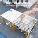 COSIEST 10'X20' Aluminum Louvered Pergola, All-Weather Adjustable Roof with Mosquito-Proof & UV Protection Netting Privacy Curtains for Deck, Backyard, Garden Outdoor Living Space (White)