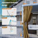 COSIEST 10'X20' Aluminum Louvered Pergola, All-Weather Adjustable Roof with Mosquito-Proof & UV Protection Netting Privacy Curtains for Deck, Backyard, Garden Outdoor Living Space (White)