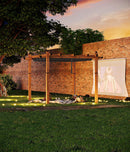 GarveeLife 10 x 10 Ft Wood-Grain Aluminum Pergola Outdoor Pergola with Retractable Canopy Sun Shade Shelter for Garden, Patio, Backyard, Deck - Gray