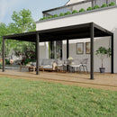 10X20 FT Pergola with Independent Adjustable Rainproof Roof, Outdoor Aluminum Louvered Pergola with Adjustable Top for Deck Garden Backyard