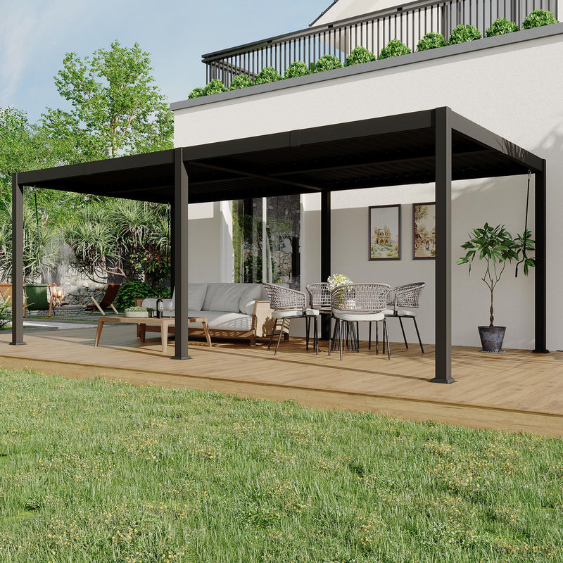 Pergola With Independent Adjustable Rainproof Roof, Louvered Pergola 10x20 for Deck Garden Backyard, Outdoor Aluminum Pergolas With Adjustable Top