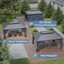 Kurapika 12' x 16' Hardtop Outdoor Metal Gazebo with Galvanized Steel Double Roof Canopy, Curtain and Netting, Aluminum Permanent Pavilion Gazebo, Navy Blue