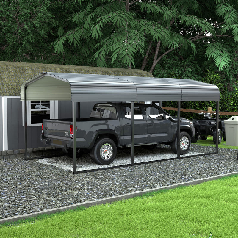 VEIKOU 10'x15' Heavy Duty Car Shelter with Thick Steel Roof, Upgraded Extra Large Carport Garage Kit for Shade