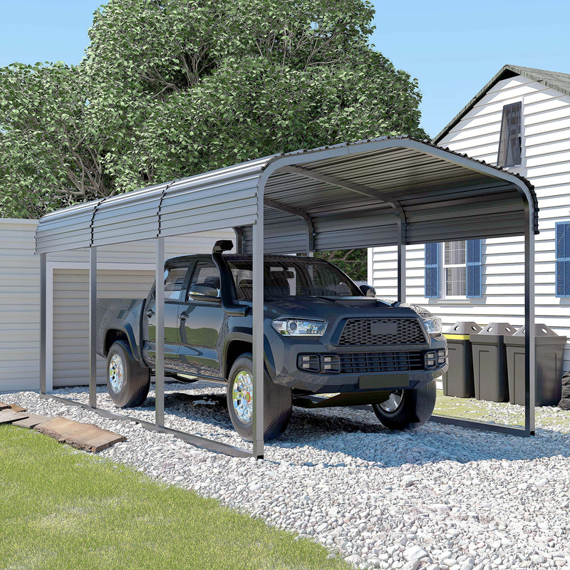 VEIKOU 10'x15' Heavy Duty Car Shelter with Thick Steel Roof, Upgraded Extra Large Carport Garage Kit for Shade