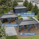 Kurapika 12' x 20' Hardtop Outdoor Metal Gazebo with Galvanized Steel Double Roof Canopy, Curtain and Netting, Aluminum Permanent Pavilion Gazebo, Navy Blue