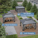 Kurapika 12' x 14' Hardtop Outdoor Metal Gazebo with Galvanized Steel Double Roof Canopy, Curtain and Netting, Aluminum Permanent Pavilion Gazebo, Grey