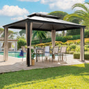 Flamaker Hardtop Gazebo Aluminum Frame Outdoor Gazebo with Privacy Curtains and Gauze Mesh Sunshade Pavilion Double Roof Canopy for Patio, Lawn, Deck, Poolside (Polyurethane Roof, 10' x 13')